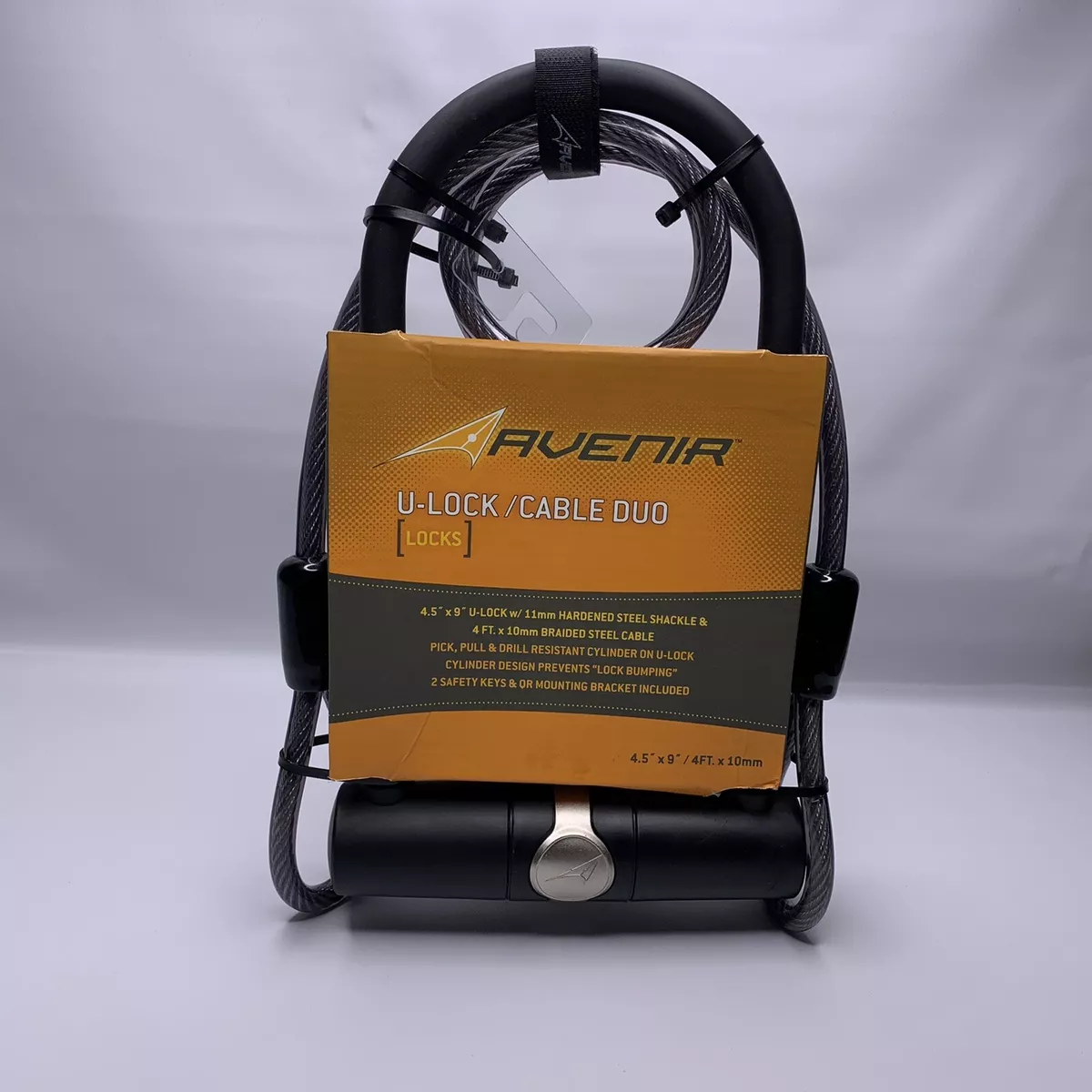 Avenir U Lock Cable Duo Bike Lock Steel 4 Resistant Cylinder Keyed Or Mounting