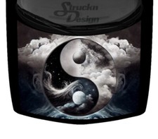 Blue White Yin Yang Foggy Clouds Hood Truck Wrap Vinyl Car Graphic Decal