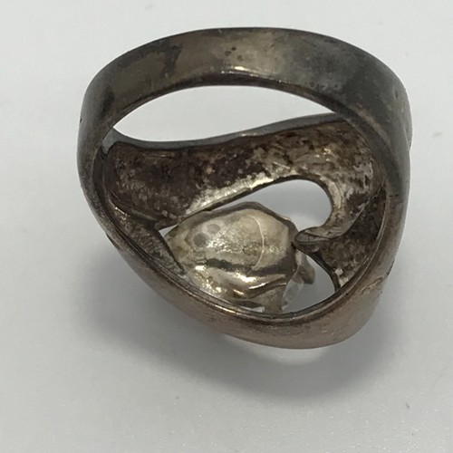 Vintage Sterling Silver Open Heart Shape & Teardrop Cut Cubic Zirconia Ring sz 7 - Picture 3 of 11