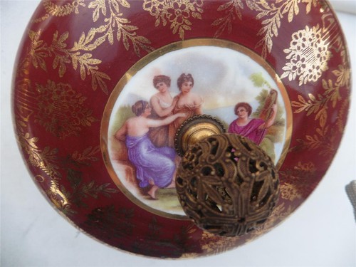 1918 Victoria Czechoslovakia Powder Trinket Box Angelica Kauffman Transfer - Picture 10 of 13