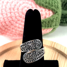 925 Sterling Silver Wrap Ring-Bohemian Style-Filigree Dots Design - Size 8.75