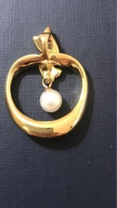 Authentic MIKIMOTO Pearl Pendant Top Apple Motif Gold Plated Novelty Without Chain