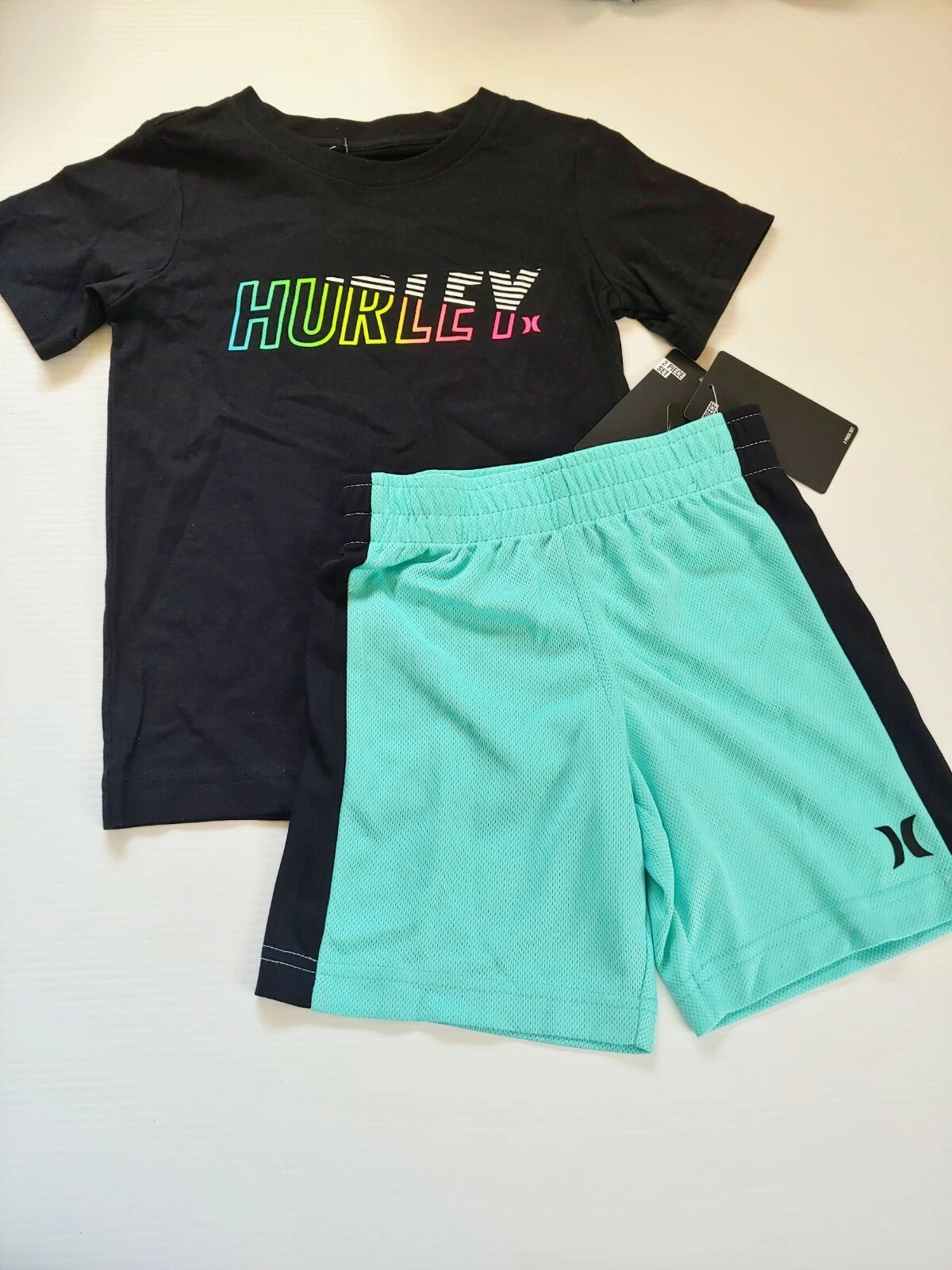New Hurley Graphic T-Shirts Athletic Shorts Outfit Lot Boys Youth 6 M Black Blue