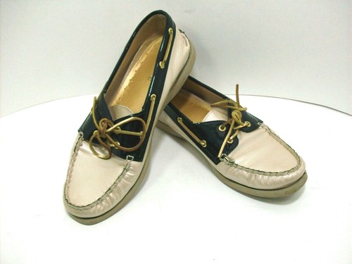 Sperry Top Sider 2 ojo negro y dorado para mujeres Cuero Original Barco 10  M 9302357 | eBay
