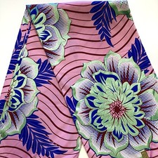 African fabric, Ankara Metallic green shimmer floral flowers print fabric