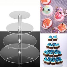 4Tier Acrylic CupCake Stand Display Cake Toppers Tower Shelf Wedding Party Clear