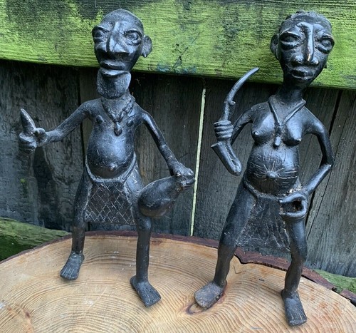 Antique African bronze figures lost wax statues sculpture folk art tribal crafts