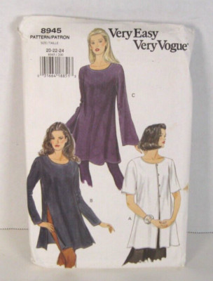 Very Easy Very Vogue 8945 Tunics in 3 Styles Misses' 20, 22, 24 Pattern Uncut