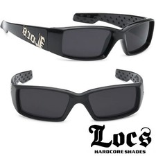 LOCS Rectangular Gangster Black Shades Mens Designer Sunglasses Cholo Dark Lens