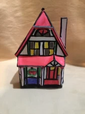 Porcelain House Stained Glass Look Gift Collection Perfect For Tea Light Candle