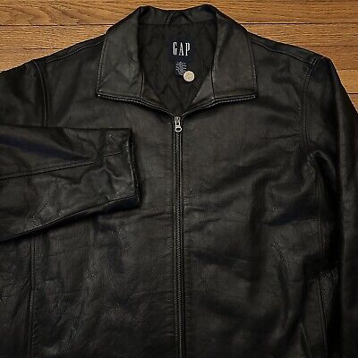 Vintage Y2K Gap Black Leather Jacket Size XL Men Biker Vintage Y2K Gap Black Leather Jacket Size XL Men Biker