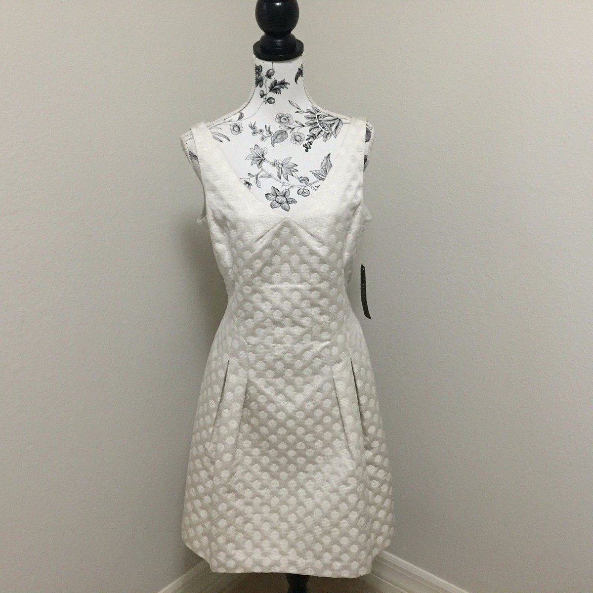 RALPH LAUREN llic Jacquard エレガント ワンピース NEW Ralph Lauren Ivory/Gold Jacquard Elegant Occasion Fit