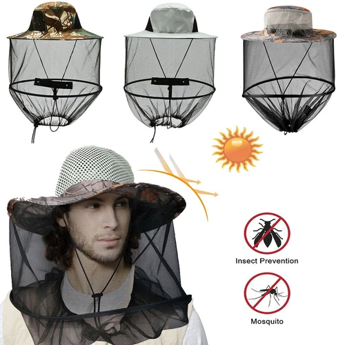 Anti-Mosquito Bug Bee Insect Head Net Hat Cap Sun UV Protection Fishing Hiking