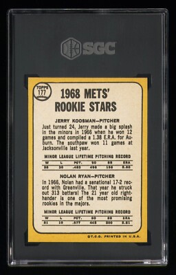 1968 Topps #177 Nolan Ryan Rookie Card SGC 9 MINT with GEM