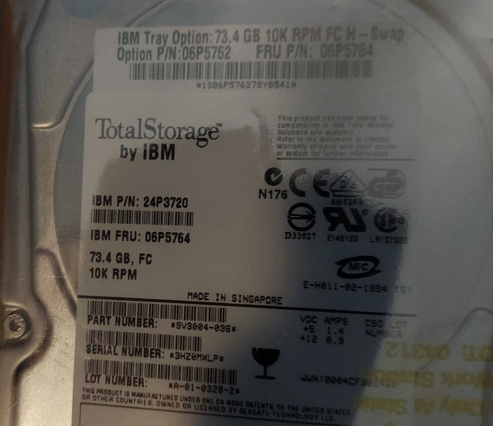 New 73.4GB 10K RPM FC HDD IBM PN 24P3720 06P5764 Option 06P5762 9V9004-036 - Image 4 of 4