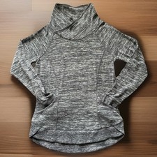 ATHLETA Sweatshirt Small Heather Black White Stowe Cowl Mock Neck Pullover EUC