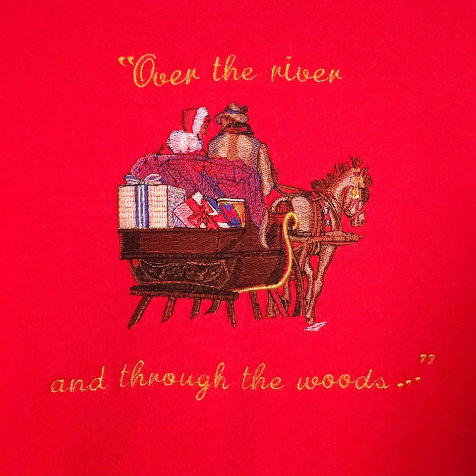 Sudadera De Colección Fruit of the Loom Navidad Grande Años 90 Bordada Navidad Suéter Foto 4 de 4