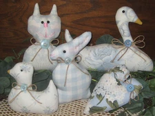 Dusty Blue Cottage Charm Cat Chick Swan Heart Rabbit Bowl Fillers Gathering