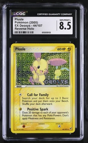 CGC 8.5 Plusle 44/107 EX Deoxys Reverse Holo Stamped Pokemon Card