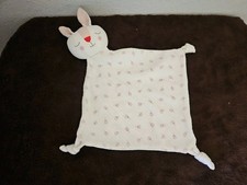 Bunny Baby Security Blanket Lovey Knotted Corners White Purple Flower Print