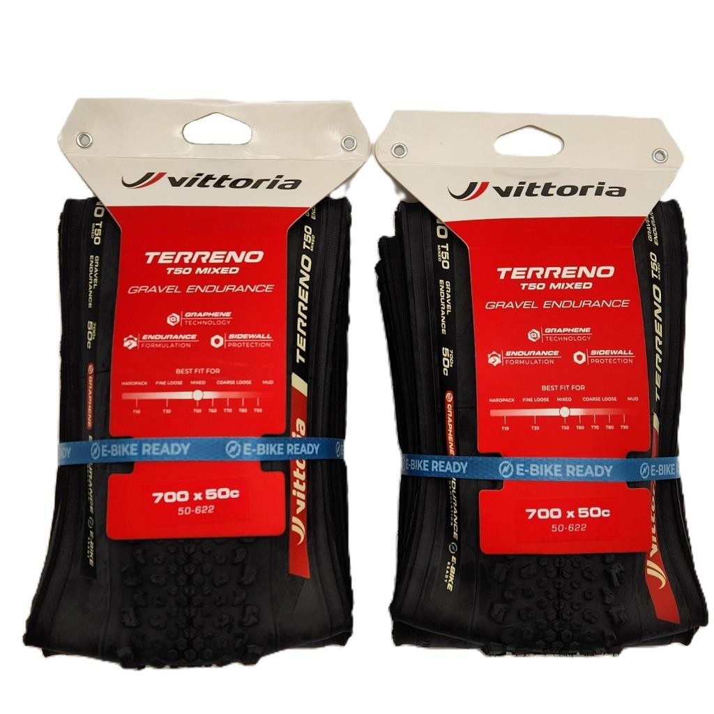 Vittoria Terreno T50 700x50 Mixed Bike Tires Black Tubeless Folding G2.0 2-PACK