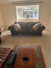 Brown fabric and leather 2 piece sofa set needs to be gone by end of day 25.03