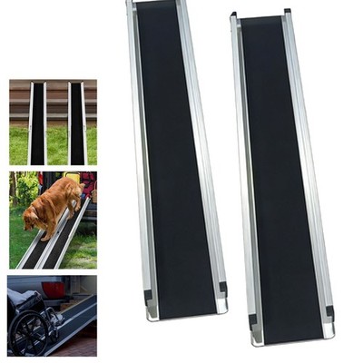 Rollstuhlrampe 120-213 cm rutschfeste Aluminium Klappbar Rollstuhl Rampe Schwarz