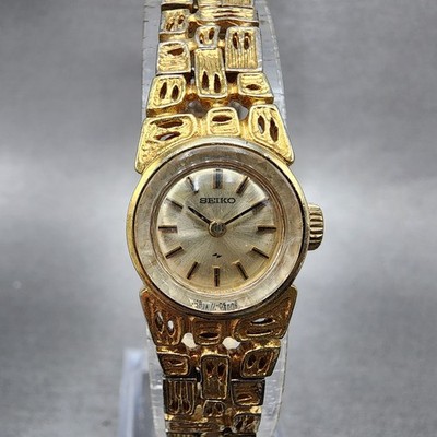 【稼働品】SEIKO レディース ゴールドウォッチ Seiko Watch Women 16mm Silver Dial Gold Tone Manual Round 11-0549