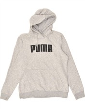 PUMA Womens Graphic Hoodie Jumper UK 14 Large Grey Cotton TK12