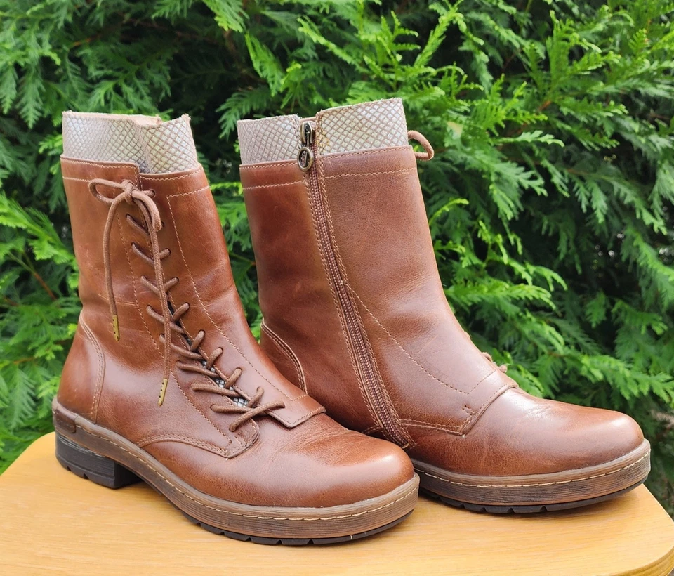 Jambu Women's Water Resistant Snake Print Leather Boots Size 9 Zippered Lace-up - Image 3 of 4