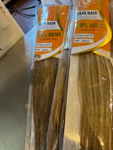 EI 100% Extension Capelli Umani 100% REMY TAPE IN HAIR 18" COLORE P6/613 - Foto 2 di 4