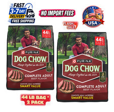 2 Pack Purina Dog Chow Complete Adult Dry Dog Food for Adult Dogs, 44 lb Bag