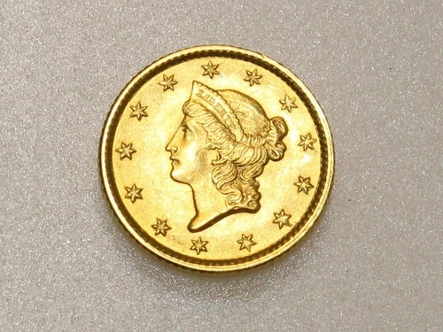 1853-P $1 LIBERTY HEAD GOLD COIN GEM BU
