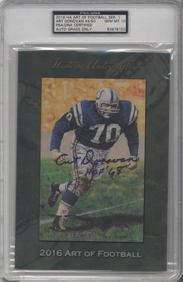 PSA/DNA 2016 Historic of Football Series 1 44/50 Art Donovan Auto HOF 4f5