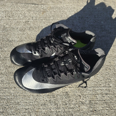 Nike Rival Sprint TrackCleats Black/Silver Lace-Up Removable Studs US 9 D w/Tool