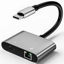 USB to Ethernet Internet Adapter 2.5Gbps, 2-in-1 Aluminum 3.1 to RJ45 LAN Net...