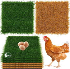 6 PCS Nesting Pads for Chicken Coop-12''X12'', Washable Artificial Grass Box Lin