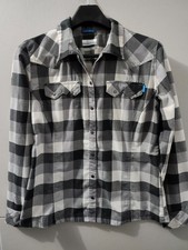 Columbia Shirt Mens L Black Long Sleeve Button Snap Western Plaid Checker Pocket