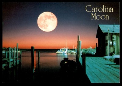 Postcard Carolina Moon Rising Over the Coast, NC