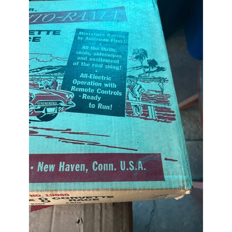 Figura 8 Corvette Race Set Nº 19080 vintage 1960 A.C. Gilbert Auto-Rama con caja Foto 4 de 4