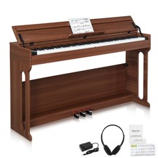 Glarry 88 Keys Weighted Digital Electric Piano With Music Stand,Pedal, Headphone