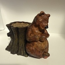 Bear Bathroom Resin Toothbrush holder Country Decor Rustic Carved Wood Look