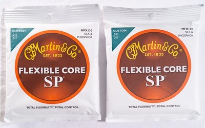 Martin MFX130 SP Flex Core Silk Phosphor Acoustic Guitar Strings 0.011/0.47 2 Pk
