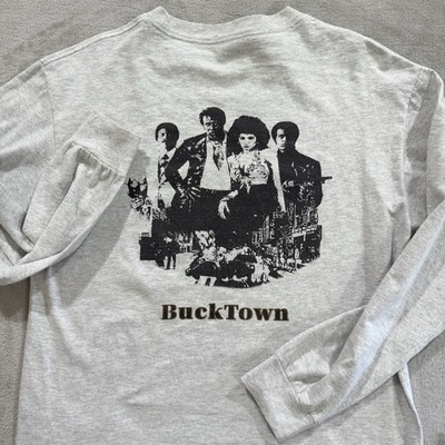 Vintage Bucktown Knits Long Sleeve T-shirt Size M Gray Movie Pam Greir Chicago