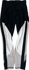 Athleta Womens Black/White High Rise Precision Mesh Athletic Leggings - S Petite