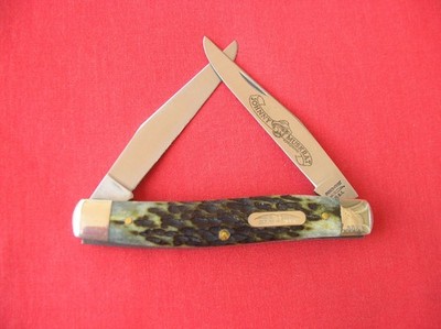 PARKER-FROST ''SCHRADE'' 1978-3  JOHNNY MUSKRAT 2 BLADE  GREEN BONE HANDLES 1978