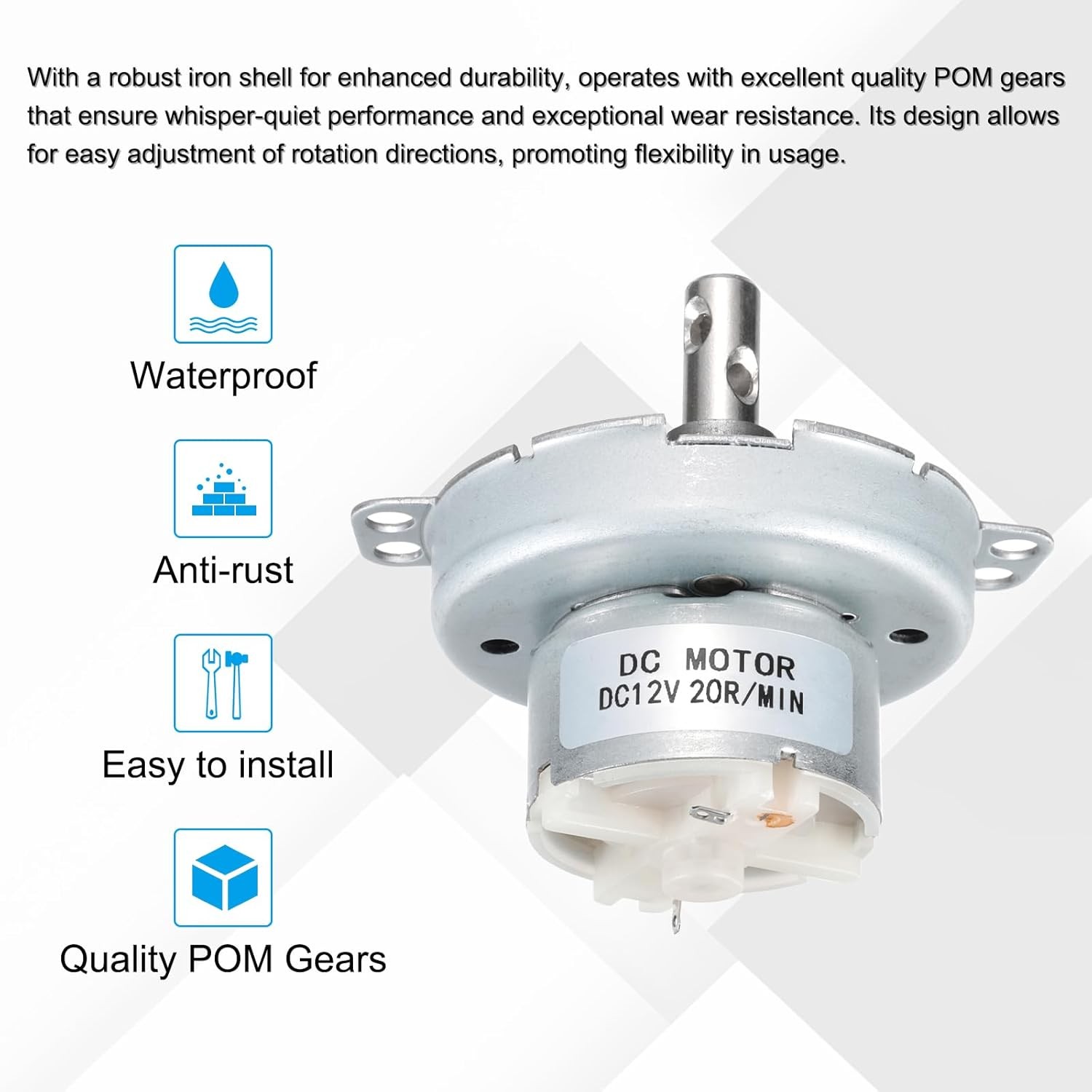 MECCANIXITY Slow Speed Motor JS-50T Electric Brushed Gear Motor, 12V... 