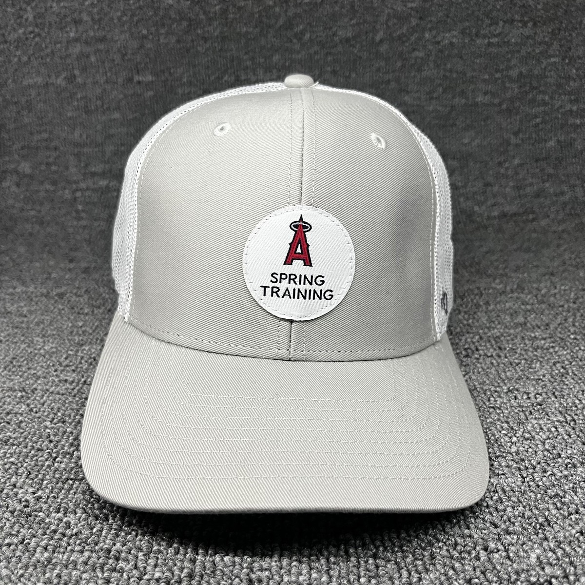 47 Brand Los Angeles Angels Spring Training Trucker Snapback Hat Gray White