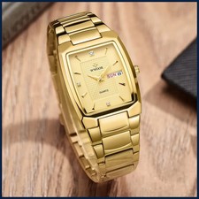 WWOOR 2024 New Square Watch Men with Automatic Week Date Luxury Stainless Steel