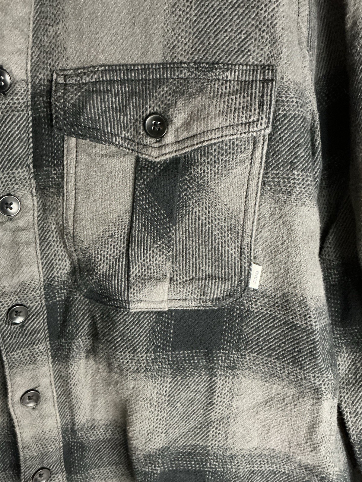 Mens Firetrap Long Sleeved Thick Shirt Top Medium Black Grey Stripe Check image 3